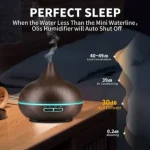 Quiet Sleep-Ready Wood-Grain Humidifier (Auto Shut-Off)